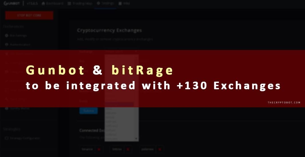 Gunbot & bitRage to be integrated with +130 Exchanges